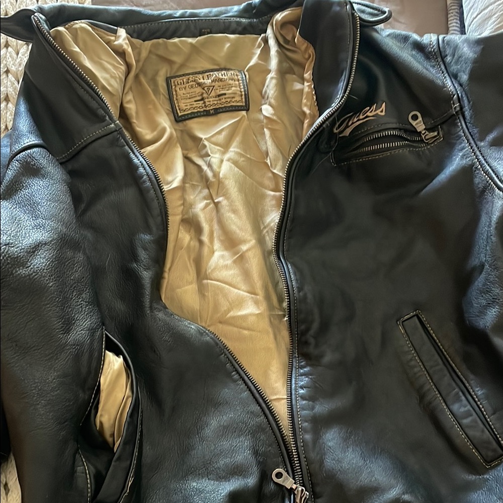 Guess Black Bomber Jacket with Polished Finish